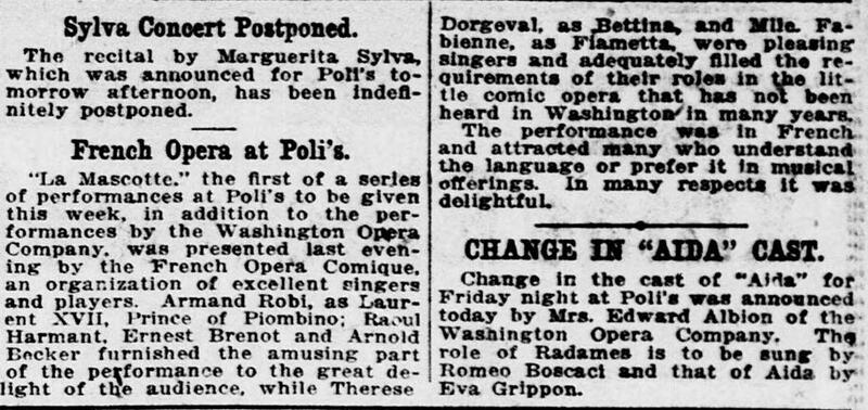 The French Opera Comique presents « La Mascotte » with Armand Robi as the main protagonist, December 15, 1920