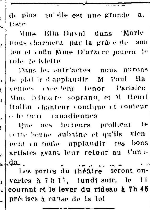 "LA TROUPE JULIEN DAOUST", L'Impartial (Nashua, New Hampshire), 7 février 1918, p.1, 2/2.