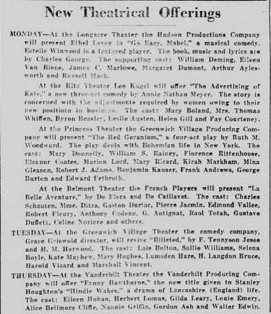 « La belle aventure » presented by the French Players at the Belmont Theater, May 7, 1922