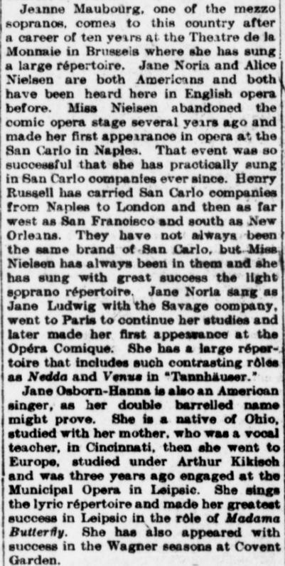 New operas, new theaters: widespread activity of the Metropolitan Company [extrait], 14 novembre 1909