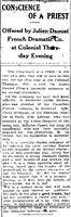"CONSCIENCE OF A PRIEST", The Nashua Telegraph (Nashua, New Hampshire), 6 février 1917, p.8.