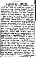 "DAOUST CO. COMING", The Nashua Telegraph (Nashua, New Hampshire), 3 mai 1917, p.6.