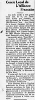 Les pièces « Jean-Marie », « Le jeu de l'amour et du hasard », « L'étincelle » et « Gringoire » jouées par de nombreux artistes français dont Charles Schauten au Women's Club, les 18 et 19 décembre 1916