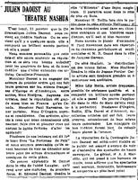 "JULIEN DAOUST AU THÉÂTRE NASHUA", L'Impartial (Nashua, New Hampshire), 12 janvier 1918, p.1