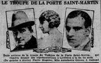 Des représentations données à Lewiston par la troupe du théâtre de la Porte Saint-Martin à la fin du mois de novembre 1926