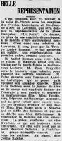 La pièce dramatique « Le Petit » jouée à la salle St-Pierre à Lewiston par la troupe d'André Roman, le 25 février 1927