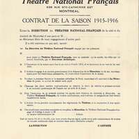  Canevas de contrat d'acteur, saison 1915-1916