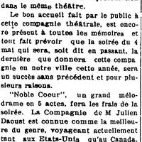 "RETOUR DE LA TROUPE JULIEN DAOUST", L'Impartial (Nashua, New Hampshire), 26 avril 1917, p.6.
