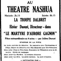"SAMEDI 27 AOUT AU THEATRE NASHUA", L'Impartial (Nashua, New Hampshire), 27 août 1921, p.7.