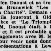 « Les orphelines de la charité » et « Le triomphe de la croix » : Julien Daoust et sa troupe à Brunswick, Old Town et Lewiston, 22 mai 1922